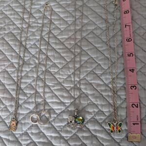 Whimsical Necklaces Elephant, Monkey, Butterfly Overlapping Circles Set Of Four